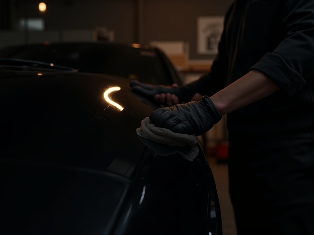 Panel being polished in the workshop