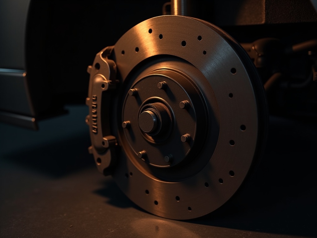 Brake disc and caliper close-up